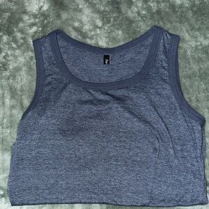 Automet Ribbed High-Neck Athletic Tank Top — Heathered Blue — Size Medium